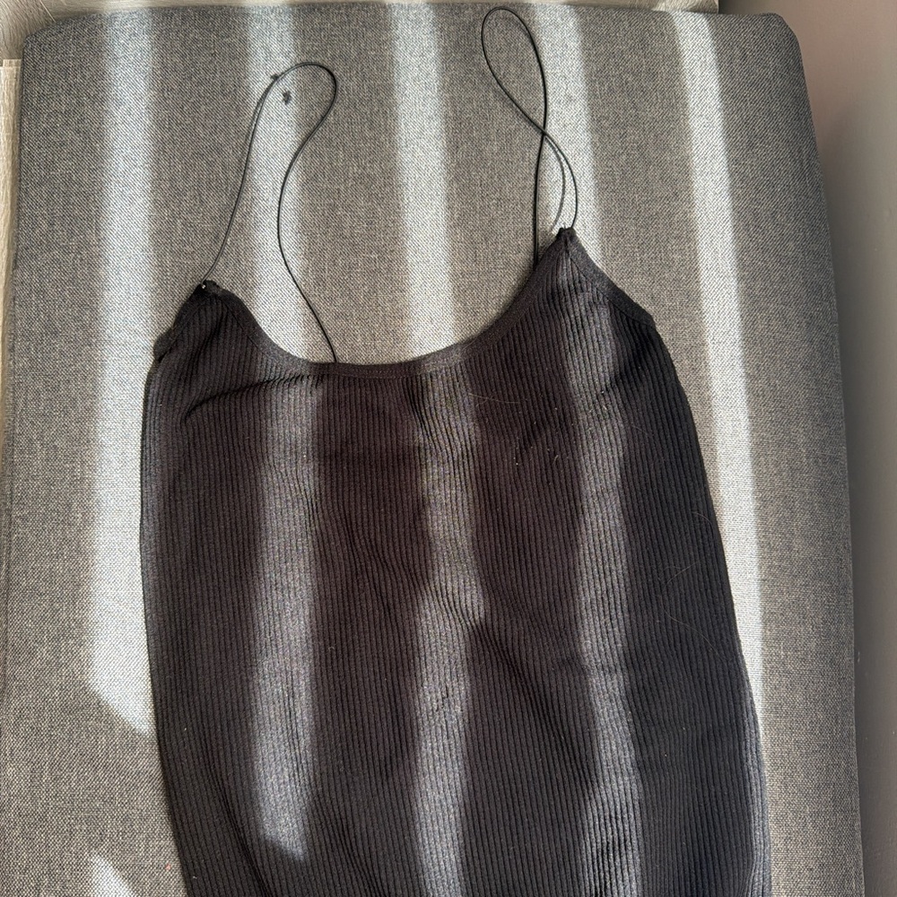 Black Ribbed Spaghetti Strap Tank one piece